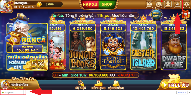 Hướng dẫn tải game Xu Vàng 777 về thiết bị nhanh chóng