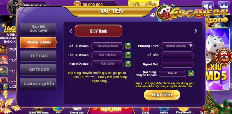 Nạp tiền vào ví game mọi lúc mọi nơi để thỏa sức trải nghiệm trò chơi