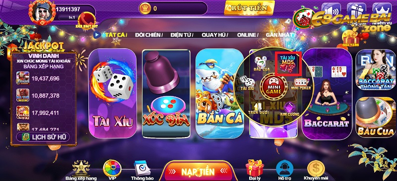 Sảnh mini game - Nơi để anh em làm giàu